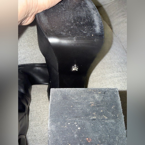 Naked Wolfe Black Platform Knee-High Boots with Wolf Accent - Picture 5 of 9